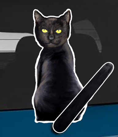 Black Cat A rear window wagging wiper tail sticker