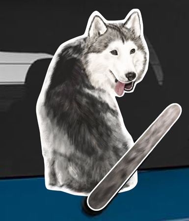 Siberian Husky A dog rear window wagging wiper tail sticker