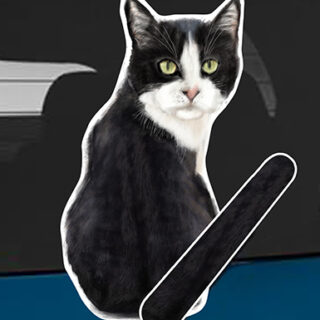 Tuxedo cat A rear window wagging wiper tail sticker