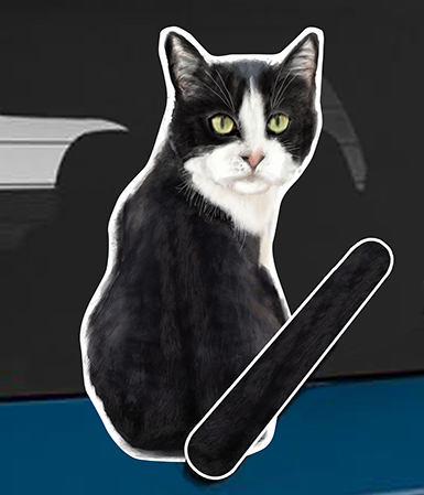 Tuxedo cat A rear window wagging wiper tail sticker