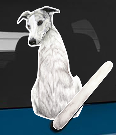 Whippet A dog rear window wagging wiper tail sticker