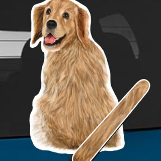 Golden retriever A dog rear window wagging wiper tail sticker