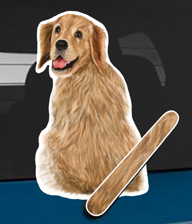 Golden retriever A dog rear window wagging wiper tail sticker