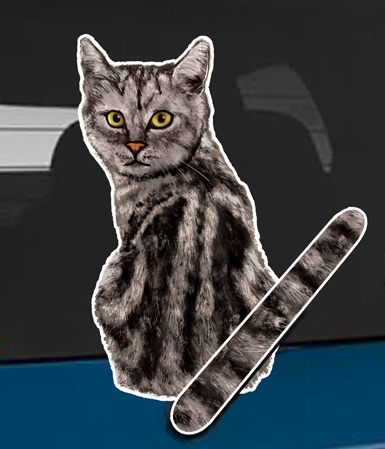 Grey tabby cat A rear window wagging wiper tail sticker