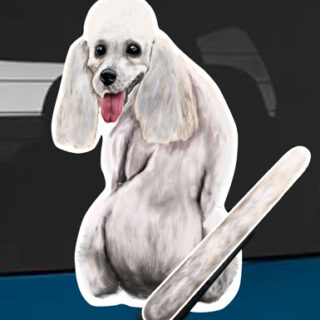 Poodle A dog rear window wagging wiper tail sticker